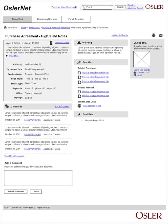 Osler Portal - Document Details