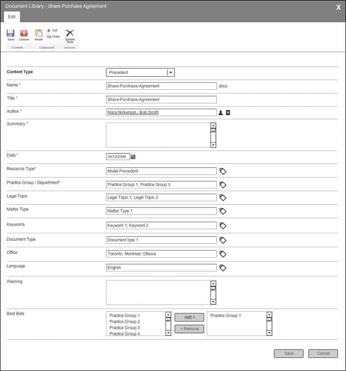 Osler Portal - Edit Document